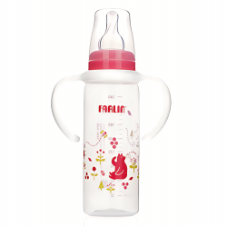 Farlin Standard Neck Feeder with Handle, 240ml, Pink