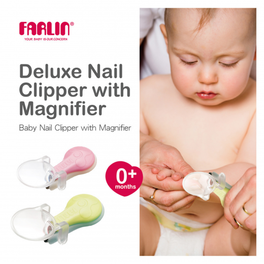 Farlin, Deluxe Nail Clipper with Magnifier, Pink