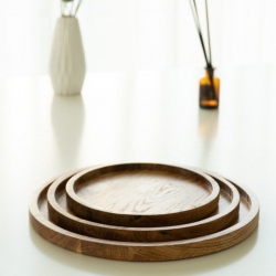 Vague Round Wooden Tray 30 Cm