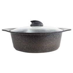 Arshia Nonstick Granite Casserole 28CM With Glass Lid , non stuck , Excellent thermal conductivity ,