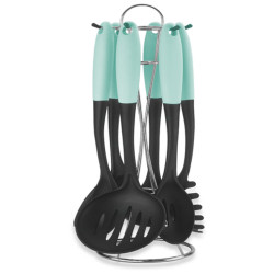 Arshia Enhance Silicon Utensil 7pc Set Mint , Six essential kitchen tools on a wire stand for easy storage , Especially Designed for nonstick surfaces