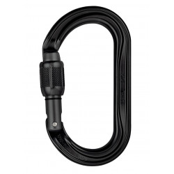 OK SCREW-LOCK Black Oval carabiner for use with pulleys and ascenders