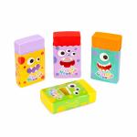 eco pvc monster eraser with wrapper, four color,