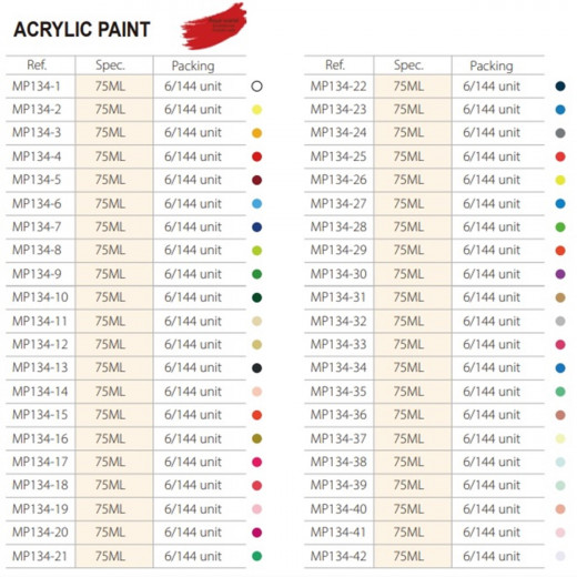 Acrylic Color Tube From Motarro 75ml - Scarlet Paint