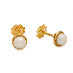 sphere pearl gold stud earrings with fresh water pearl