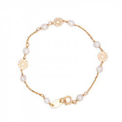 pearls and flowers gold chain bracelet