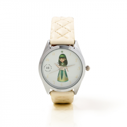 zumorrod’s kids beige watch with green stone