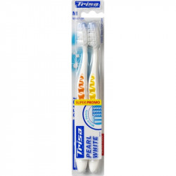 Trisa Pearl White Medium Hard Toothbrush 1 + 1pc