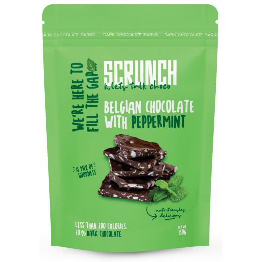 Scrunch Belgian Dark Chocolate Barks with Mint - 150gm