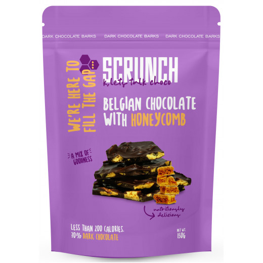 Scrunch Belgian Dark Chocolate Barks with Honeycombs - 35gm