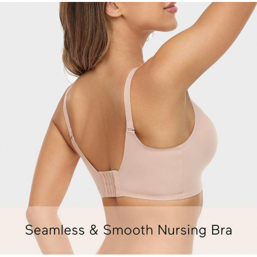 Momcozy Seamless Nursing Bra, Beige, XL