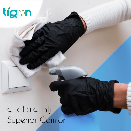 Tigon Nitrile Gloves Black (Powder Free) 100 Pieces - Small