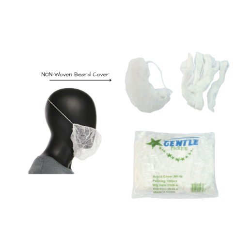 Gentle Non-Woven Beard Cover White - 100 Piecse