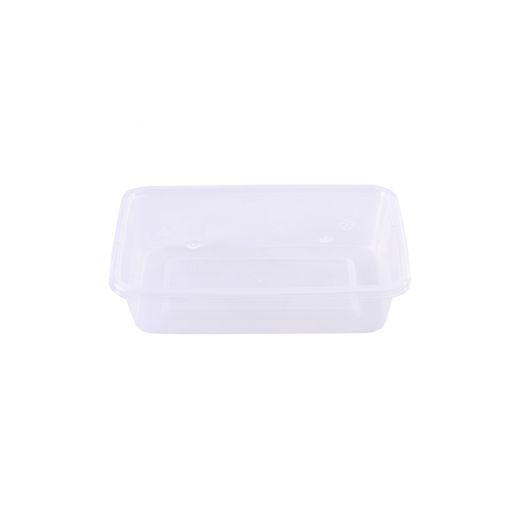 RZ Plastic Containers Rectangle Clear 500g Microwavable with Lid - 60 Pieces