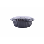 RZ Plastic Containers Round Black 1500cc Microwavable with Lid - 50 Pieces