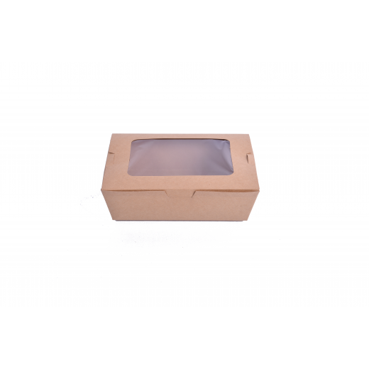 Paper Container Salad Rectangle Brown Meduim - 1 Piece